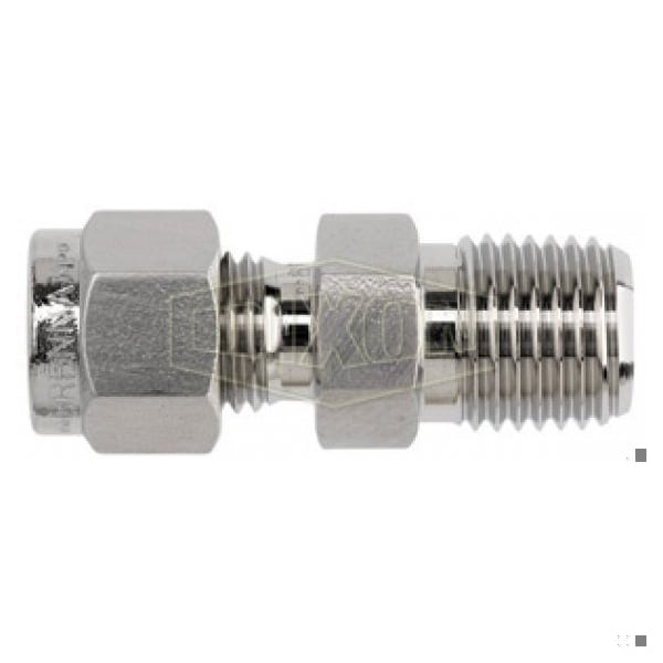 The Right Connection Instrumentation Connector, 5/8 in x 1/2-14 Nominal, Tube x MNPT End Style, Dome